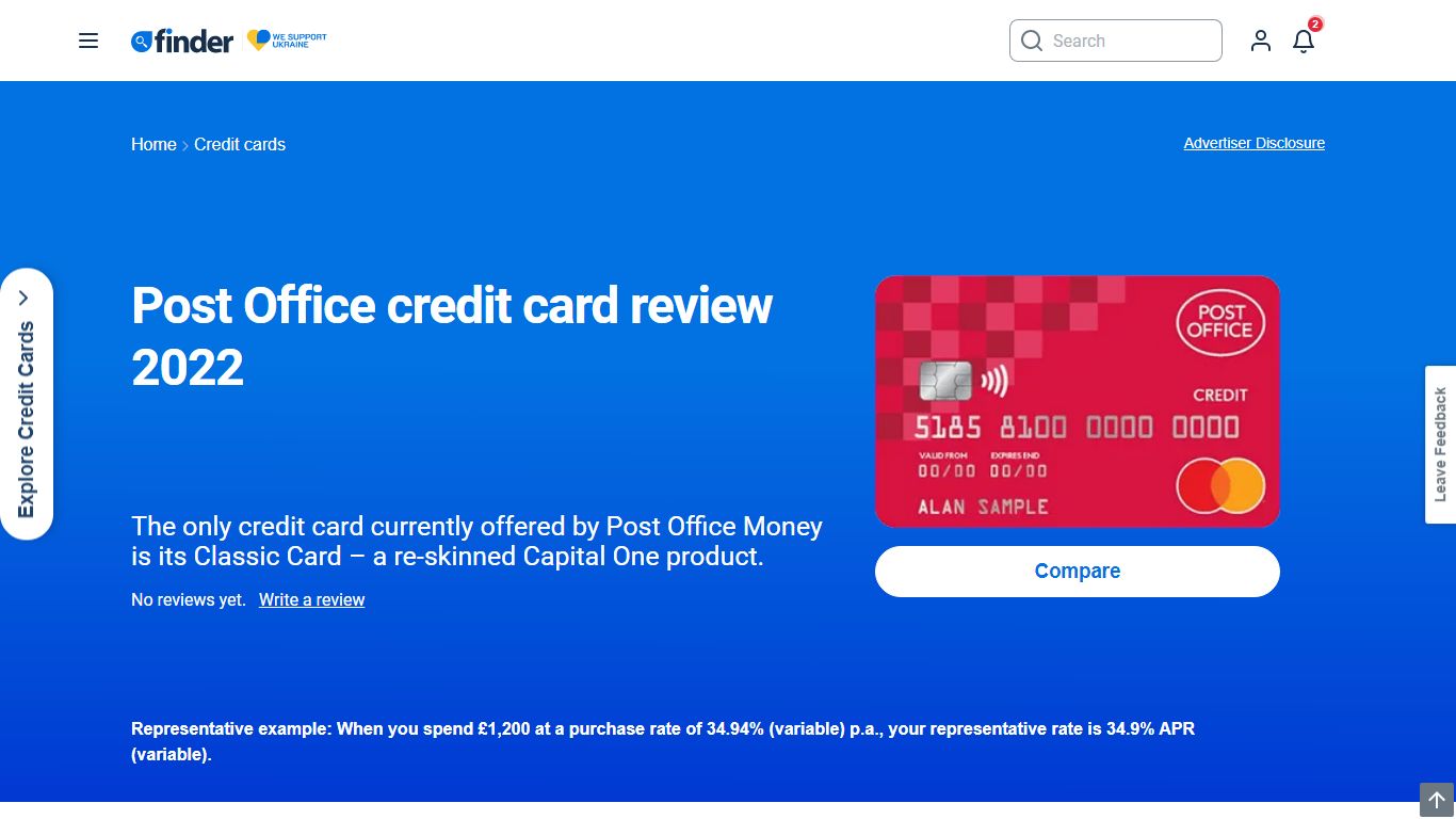 Post Office credit card review 2022 | 34.9% | Finder UK