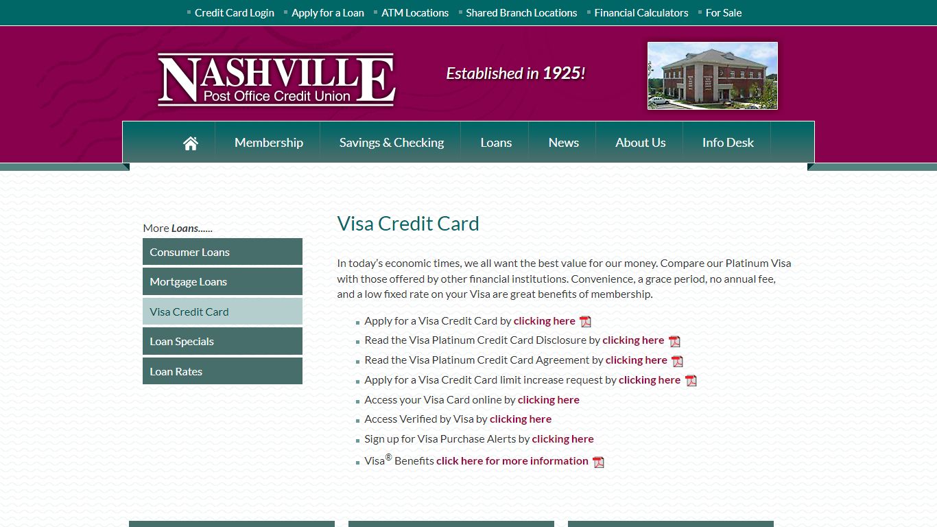 Visa Credit Card - Nashville Post Office Credit Union (NPOCU)